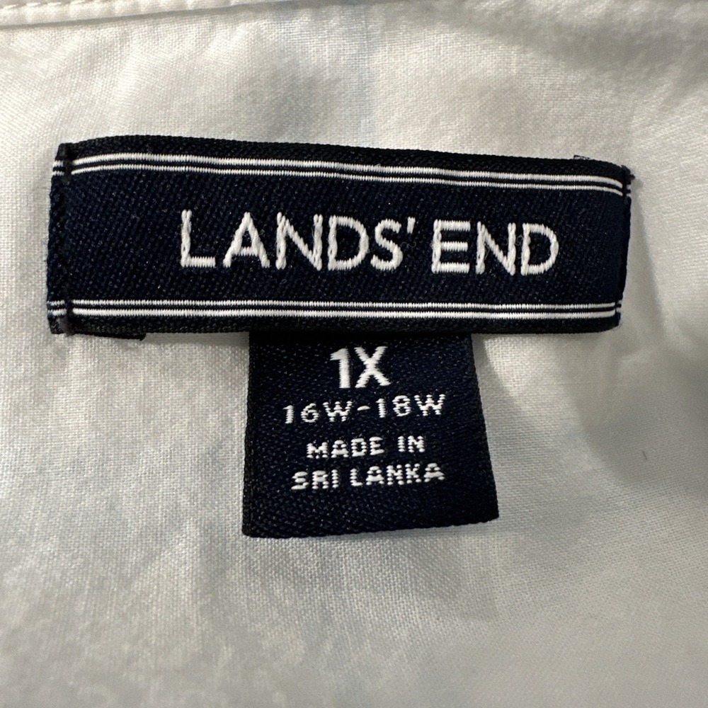 Lands' End 1X Women's Checkered Stretch Cotton Collared Tunic Summer - Picture 5 of 7